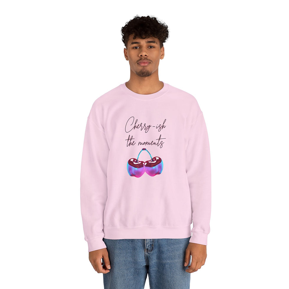 Thumbnail: Crewneck Sweatshirt - "Cherry-ish the Moments" Cute Cherry Graphic Cozy Pullover
