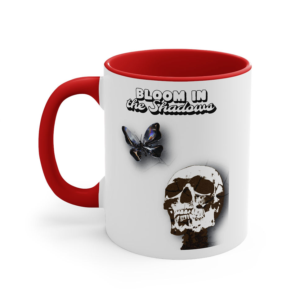 Thumbnail: Bloom in the Shadows Skull & Butterfly Accent Mug — 11oz