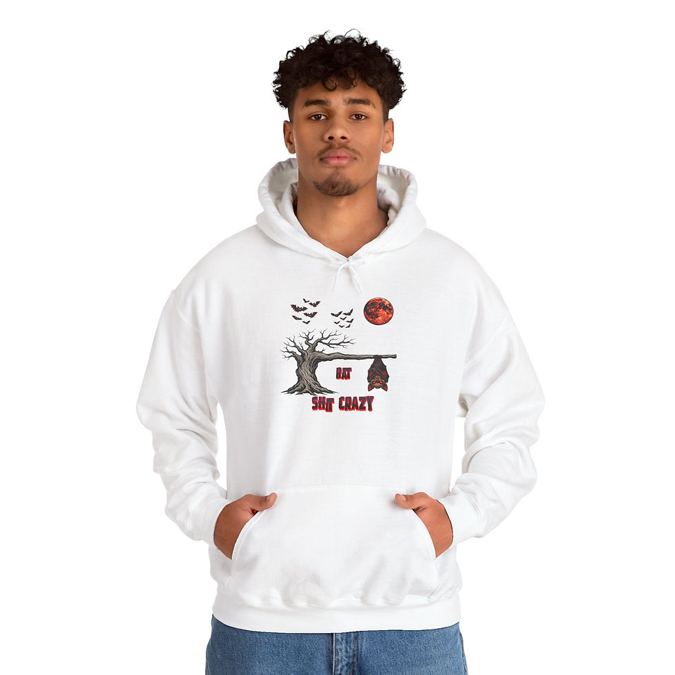 Thumbnail: Heavy Hoodie - 'Be Scary Crazy' Haunted Tree & Cottage Halloween Hoodie