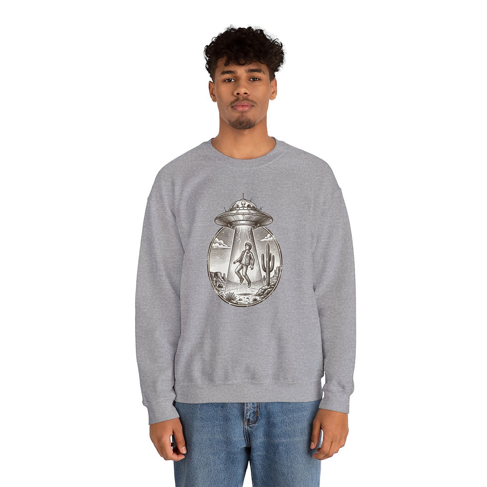Thumbnail: Desert UFO Abduction Crewneck Sweatshirt | Retro Western Alien Graphic