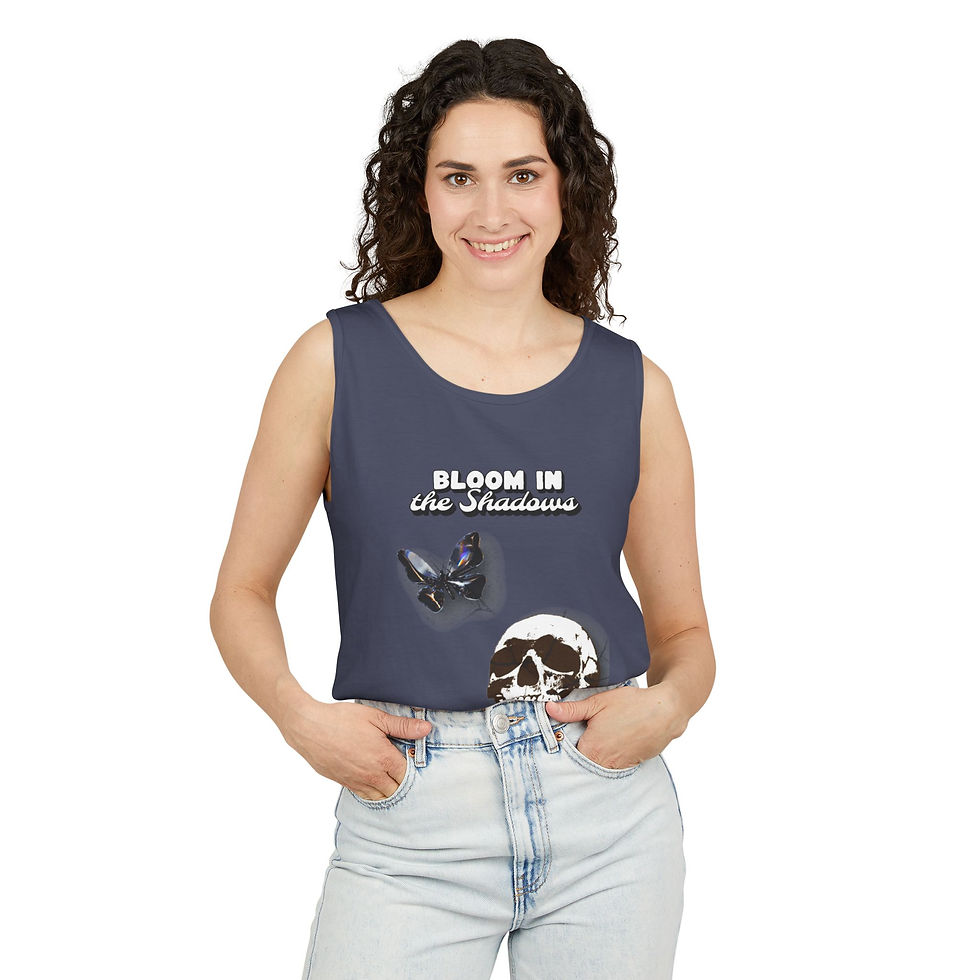 Thumbnail: Skull & Butterfly Tank Top — "Bloom in the Shadows Graphic Tank