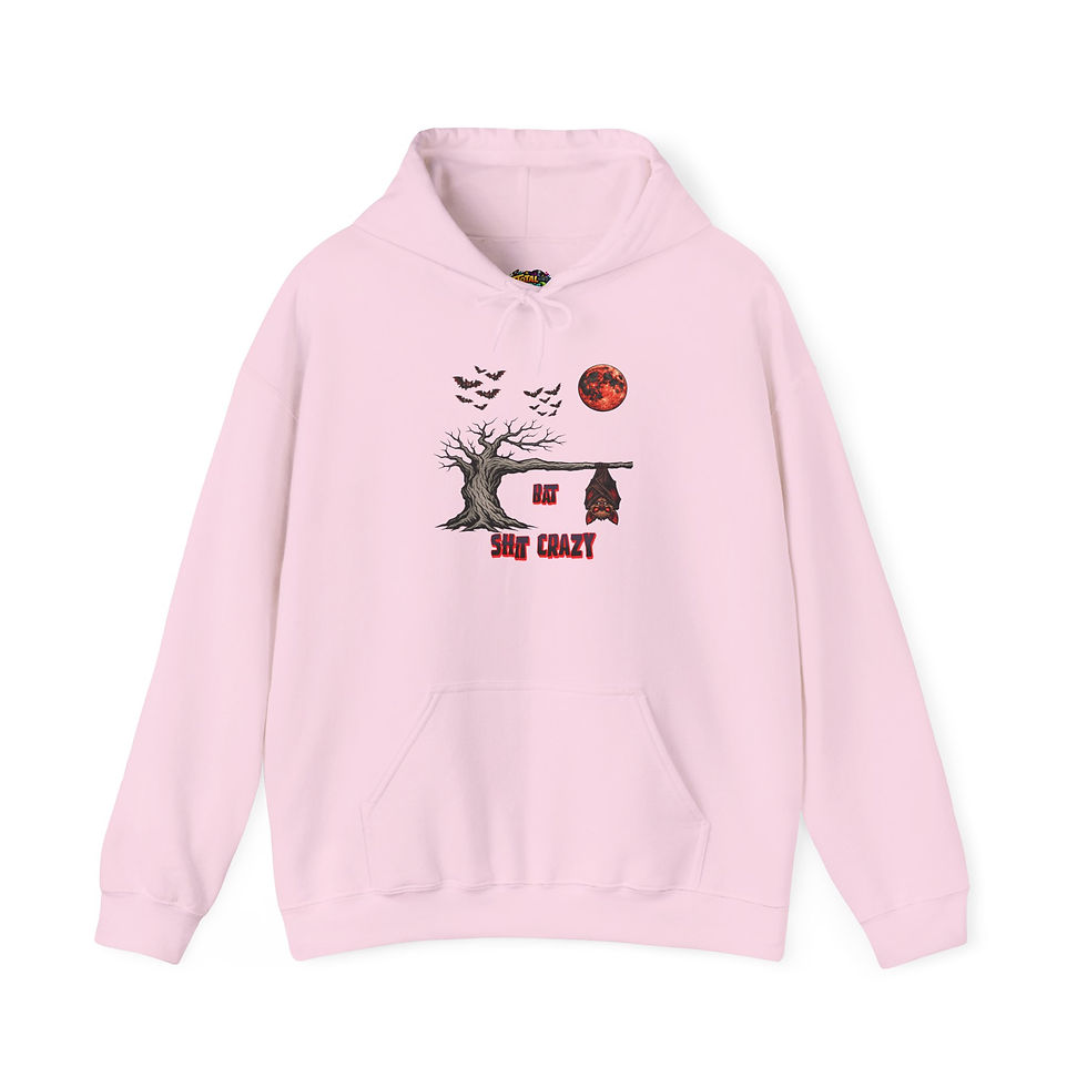 Thumbnail: Heavy Hoodie - 'Be Scary Crazy' Haunted Tree & Cottage Halloween Hoodie