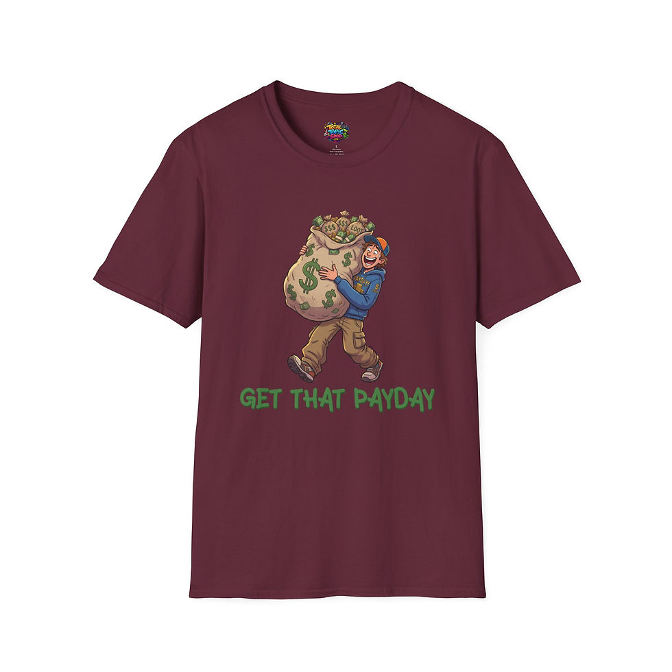 Thumbnail: Get That Payday T-Shirt — Funny Money Bag Cartoon Graphic Tee