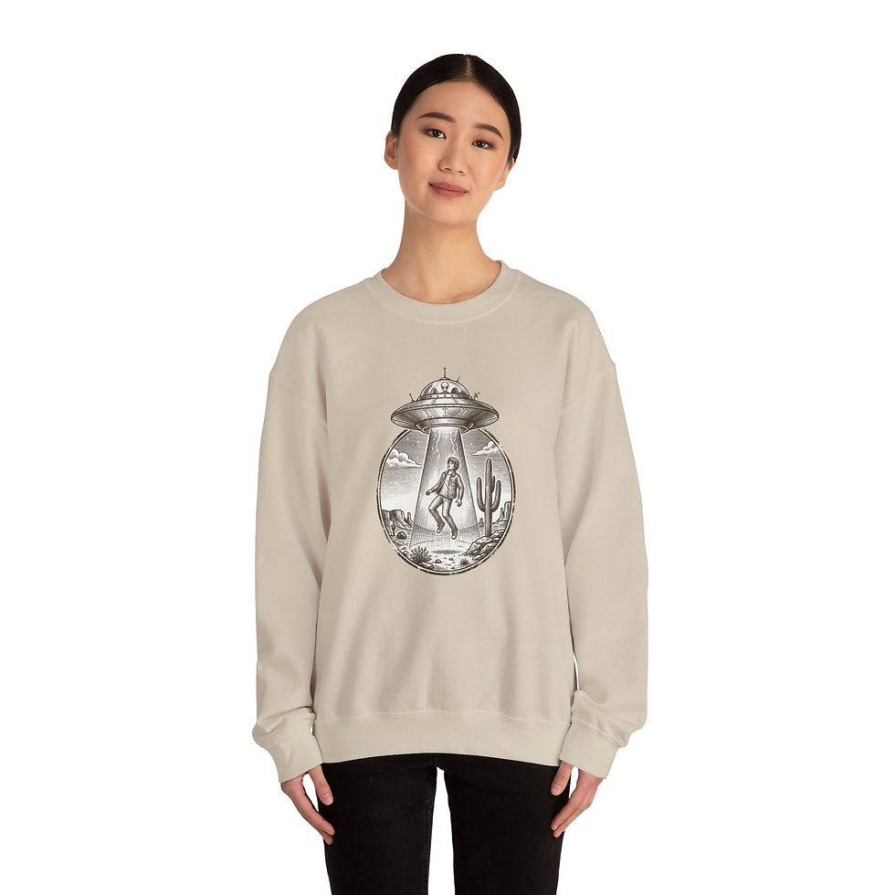 Thumbnail: Desert UFO Abduction Crewneck Sweatshirt | Retro Western Alien Graphic