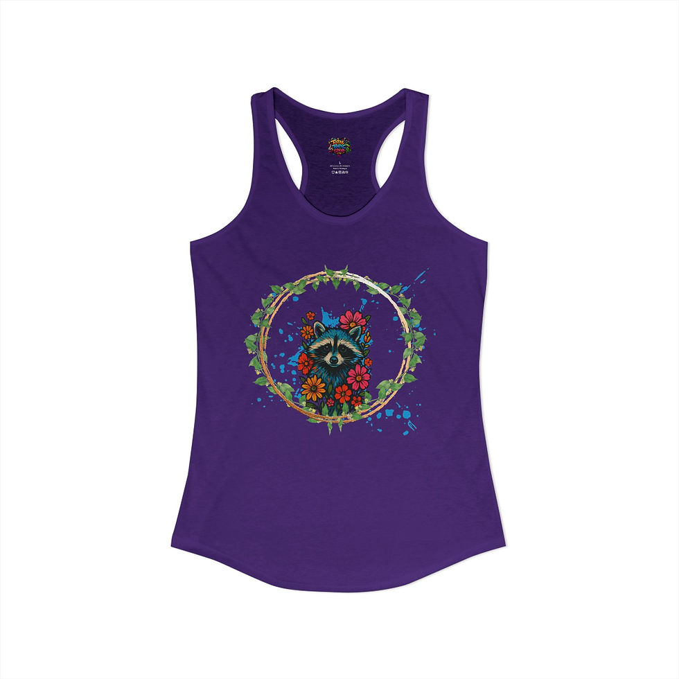 Thumbnail: Raccoon reef in flowers-Women's Ideal Racerback Tank 