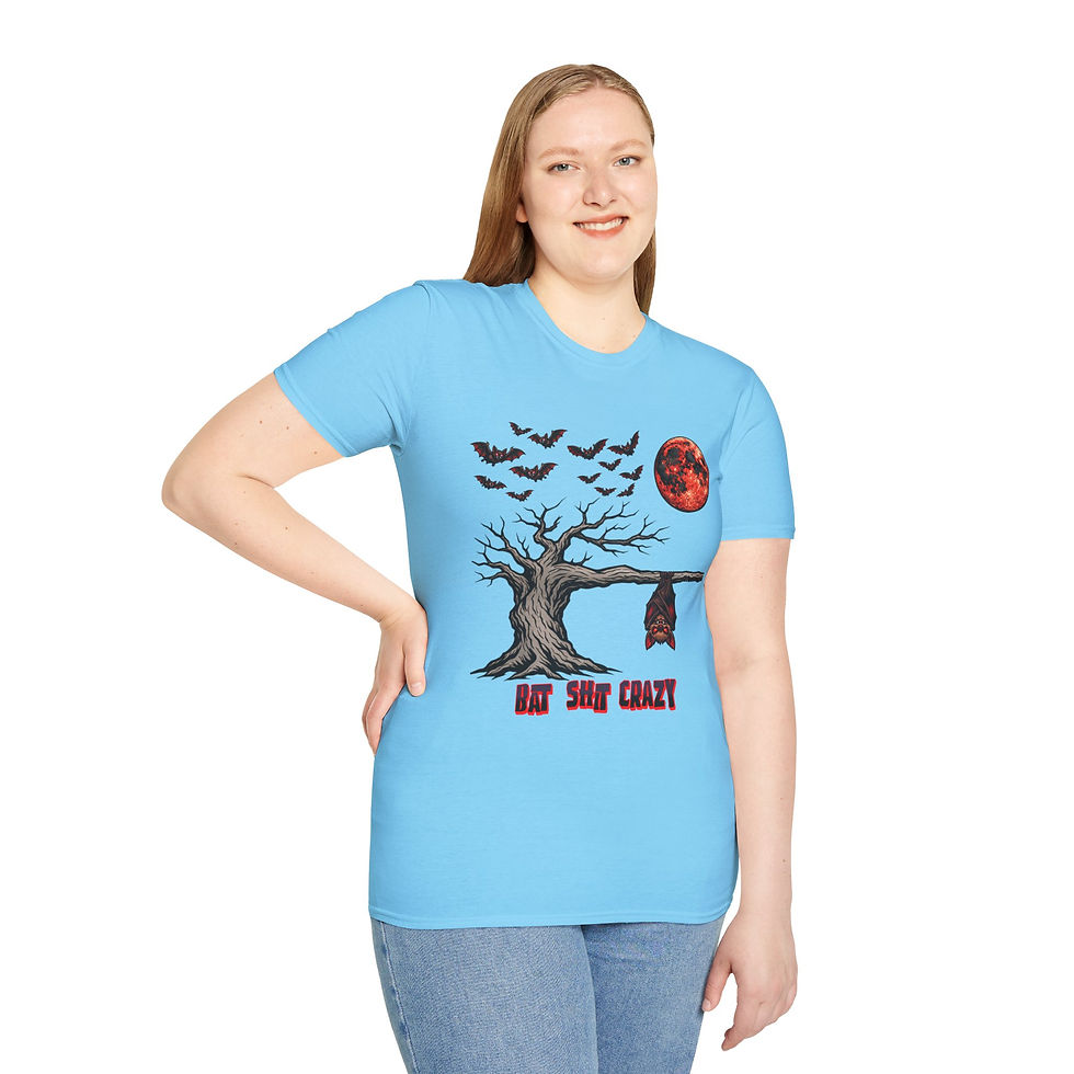 Thumbnail: Bat Shirt Crazy T-Shirt — Halloween Bat Moon Graphic Tee