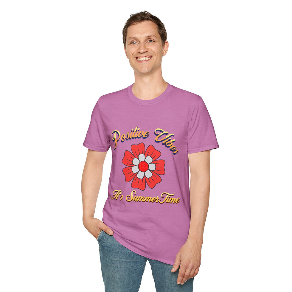 Thumbnail: Positive Vibes Flower T-Shirt — "It’s Summer Time" SoftStyle Tee