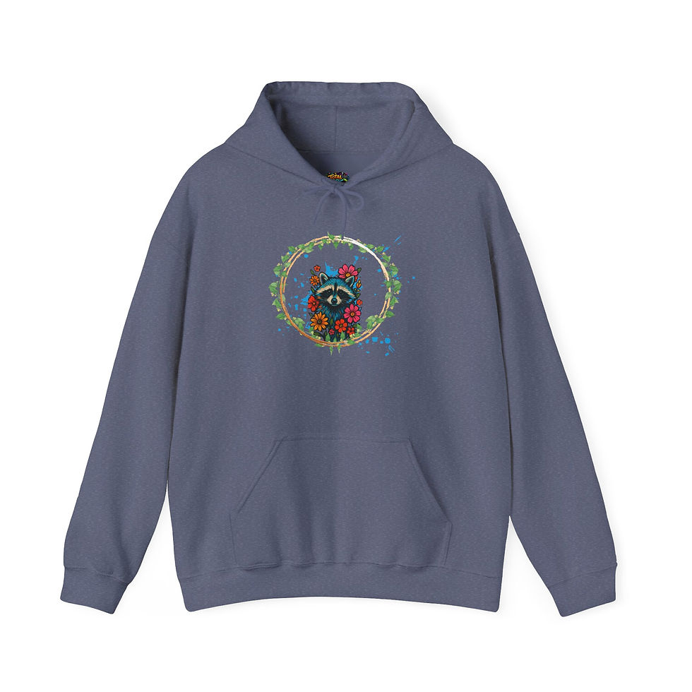 Thumbnail: Floral raccoon Circle Hoodie – Day of the Dead Sugar Skull Sweatshirt
