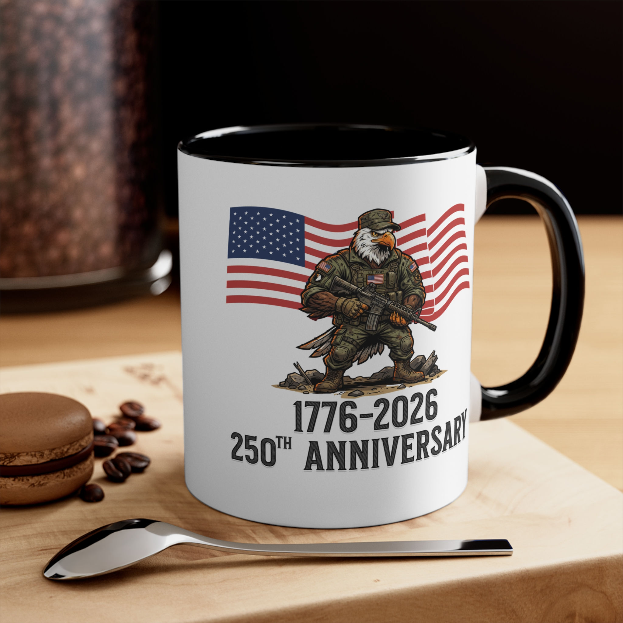 1776–2026 250th Anniversary Eagle Soldier Veteran Mug 11oz Accent Coffee Cup