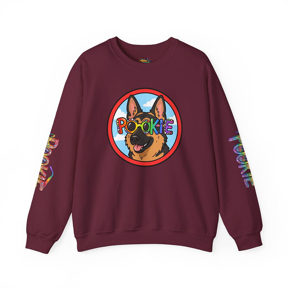 Thumbnail: Pookie German Shepherd Crewneck Sweatshirt — Colorful Dog Portrait Pullover