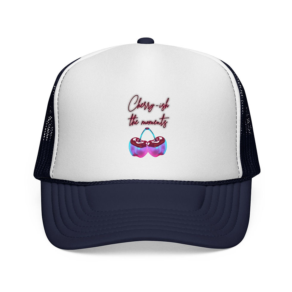 Thumbnail: Trucker Cap — "Cherrish the Moments" Colorful Cherry Graphic