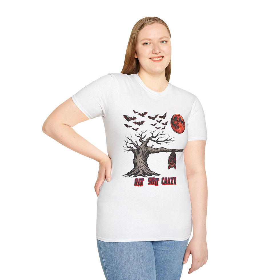 Thumbnail: Bat Shirt Crazy T-Shirt — Halloween Bat Moon Graphic Tee