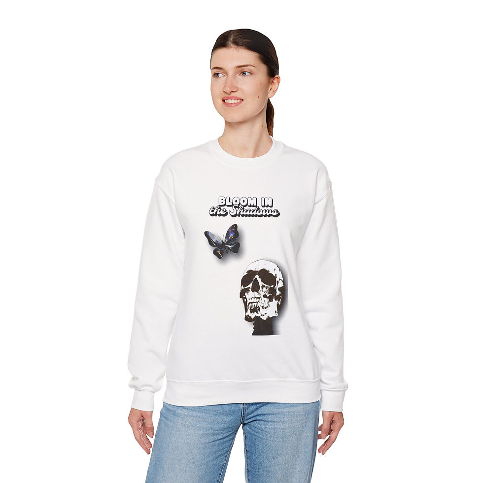 Thumbnail: Skull & Butterfly Crewneck Sweatshirt – "Bloom in the Shadows" Graphic