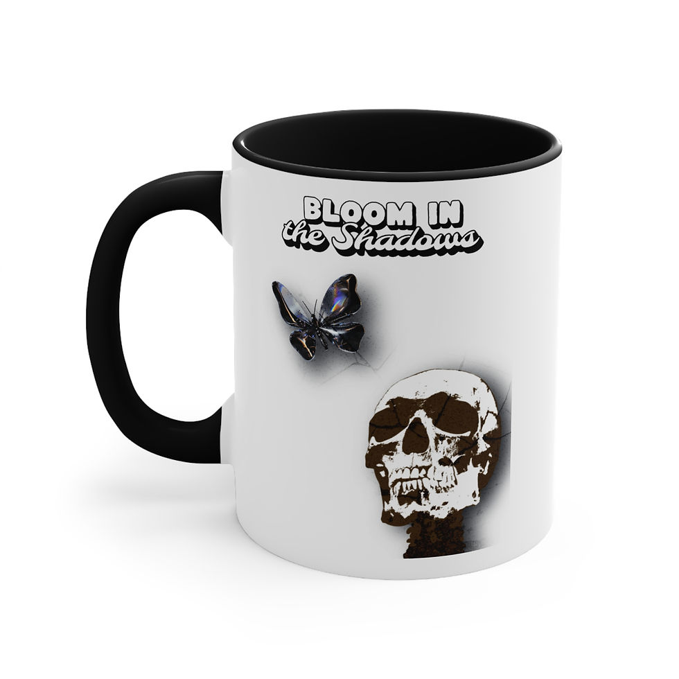 Thumbnail: Bloom in the Shadows Skull & Butterfly Accent Mug — 11oz
