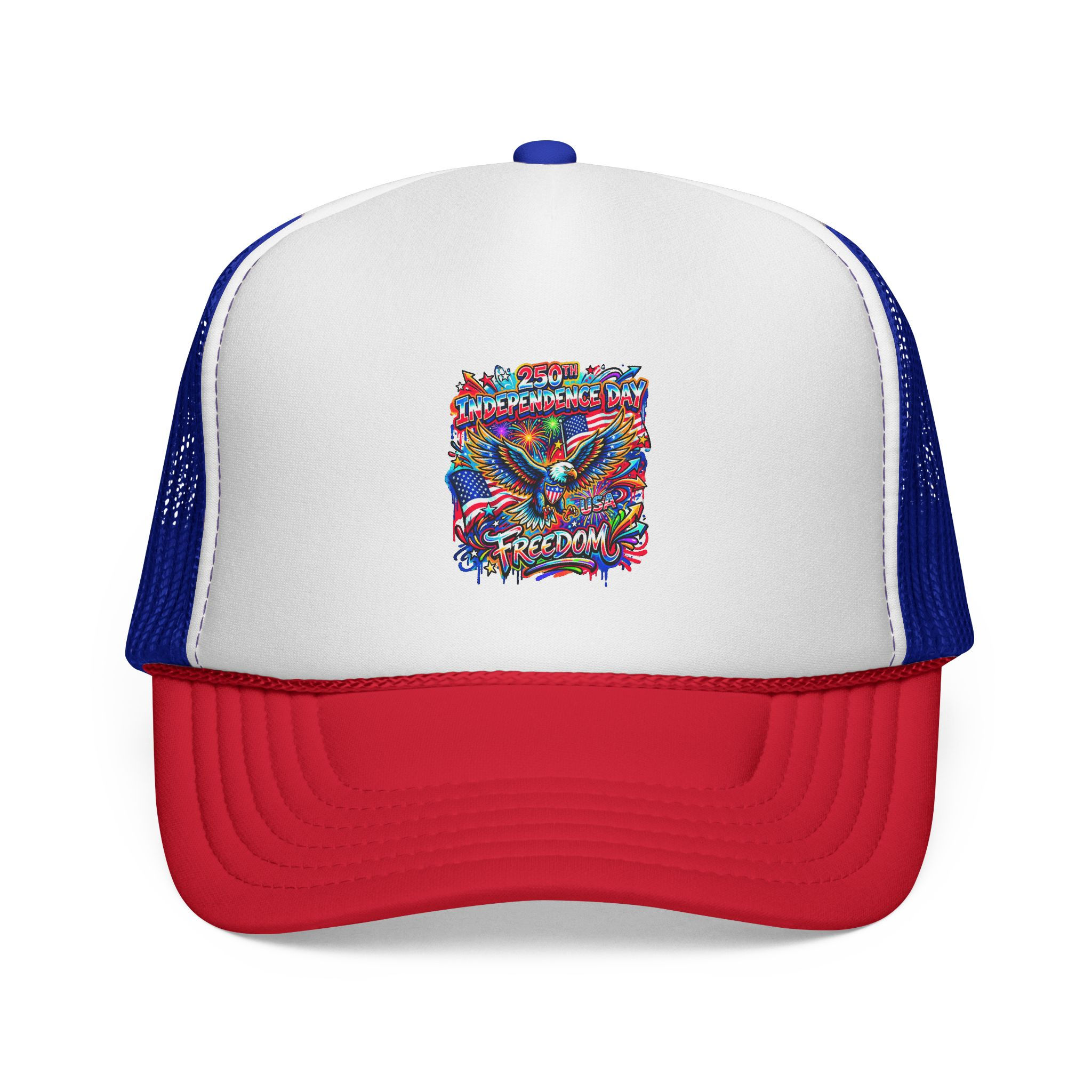 Freedom Eagle Trucker Cap — Patriotic Colorful American Flag Design