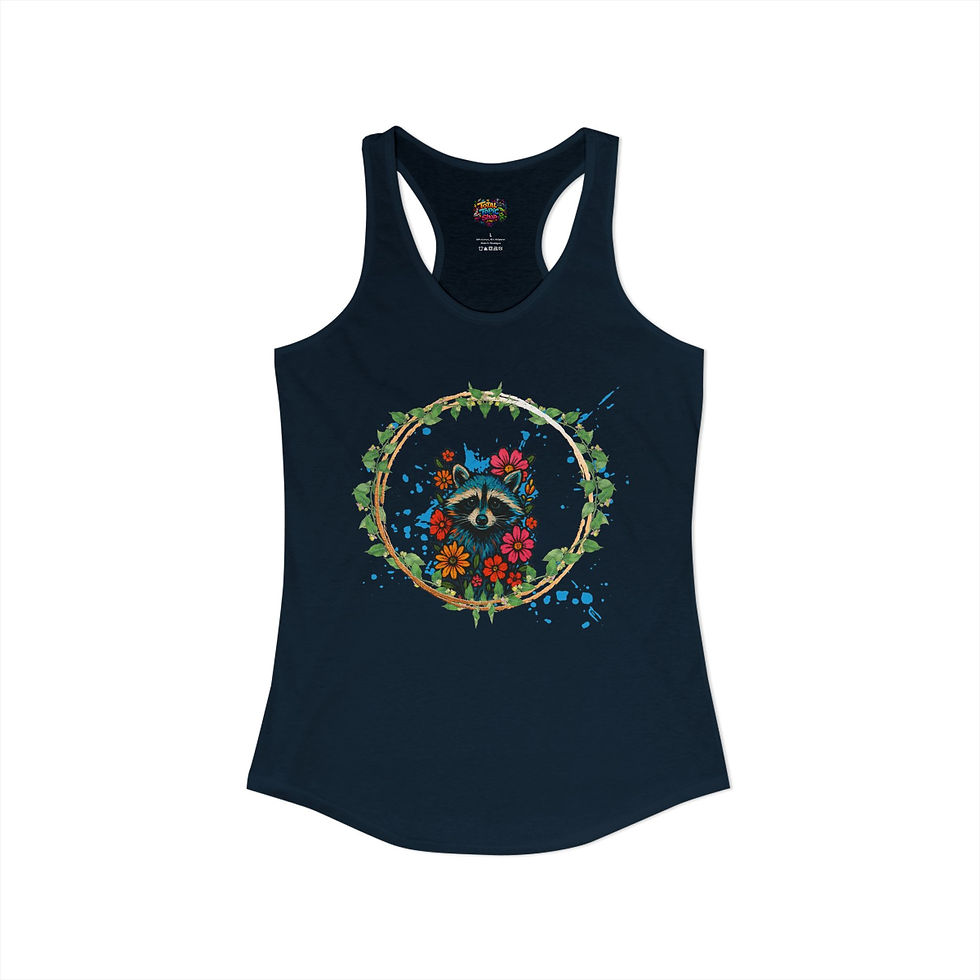 Thumbnail: Raccoon reef in flowers-Women's Ideal Racerback Tank 