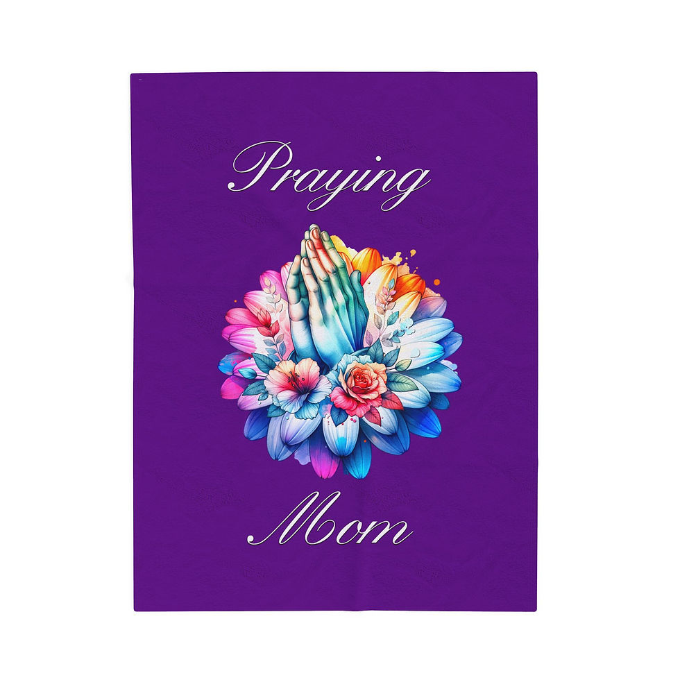 Thumbnail: Praying Mom Velveteen Plush Blanket — Floral Praying Hands Comfort Throw
