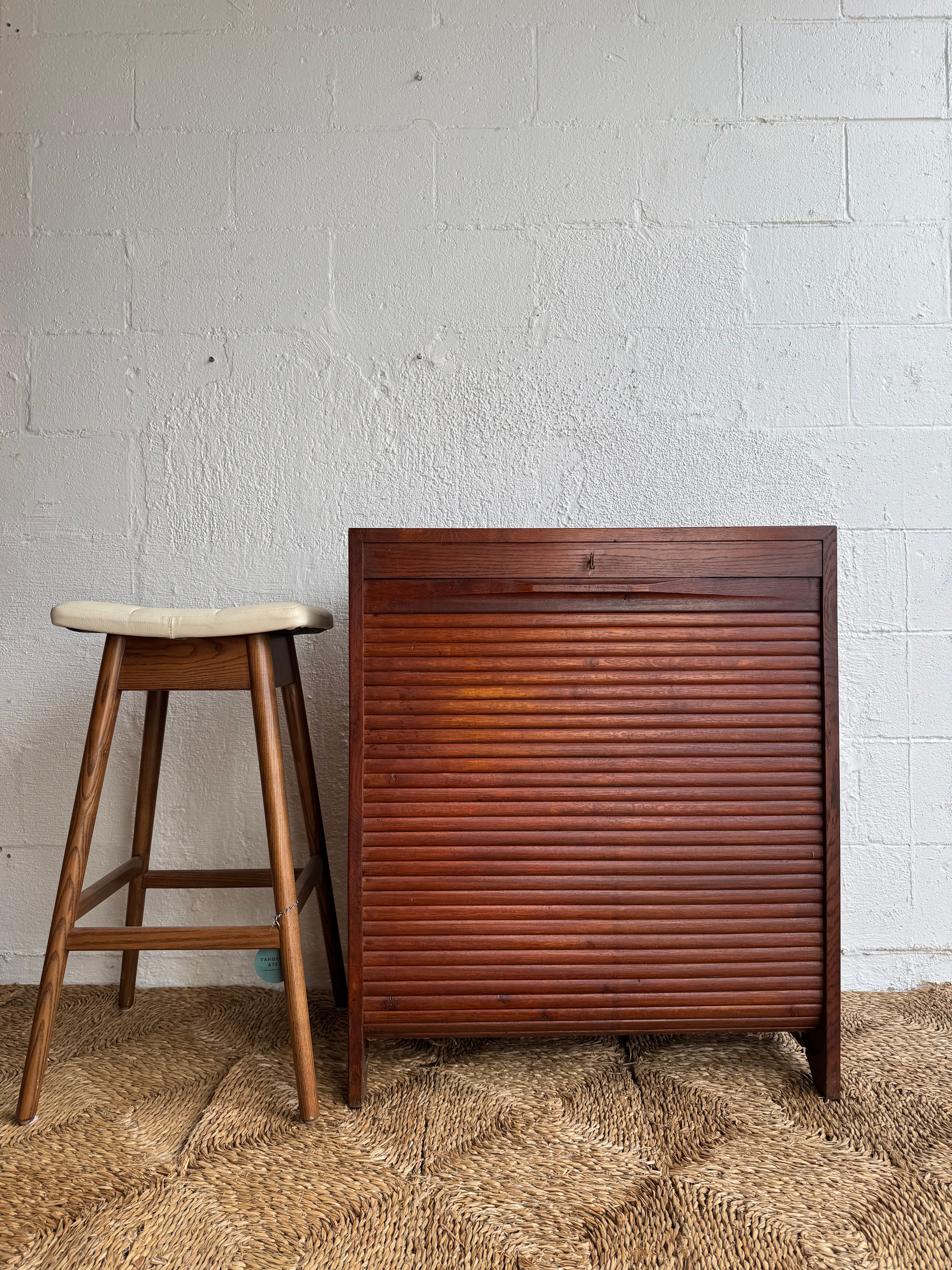 Danish tambour door cabinet 