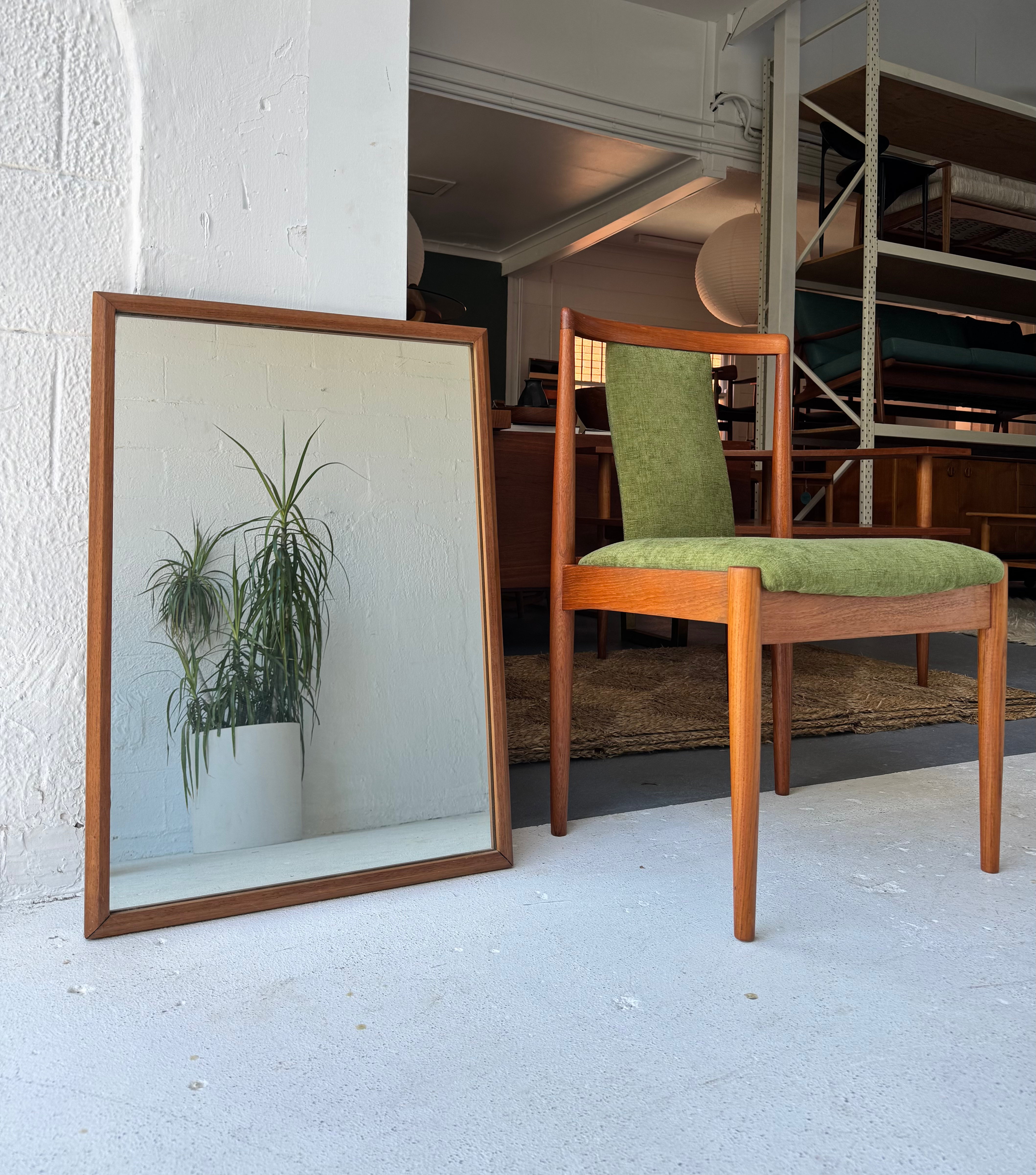 Mid century teak framed mirror 