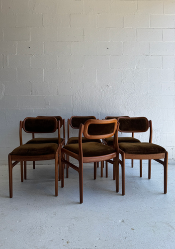 Johannes Andersen dining chairs x 6 | Tangerine & Teal