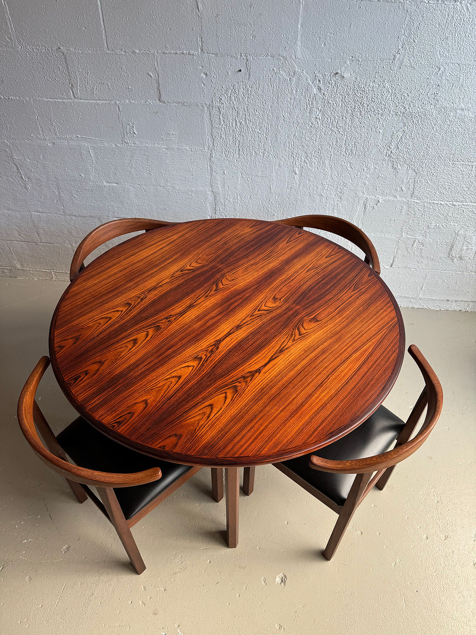 Thumbnail: Danish circular rosewood dining table 