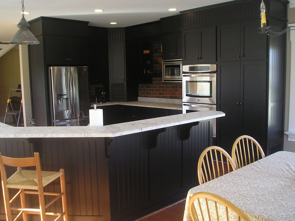 Black Cabinets with Bead Board