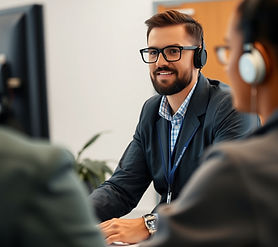 Recruiter from VoltHire conducting virtual interview with employer to discuss hiring needs