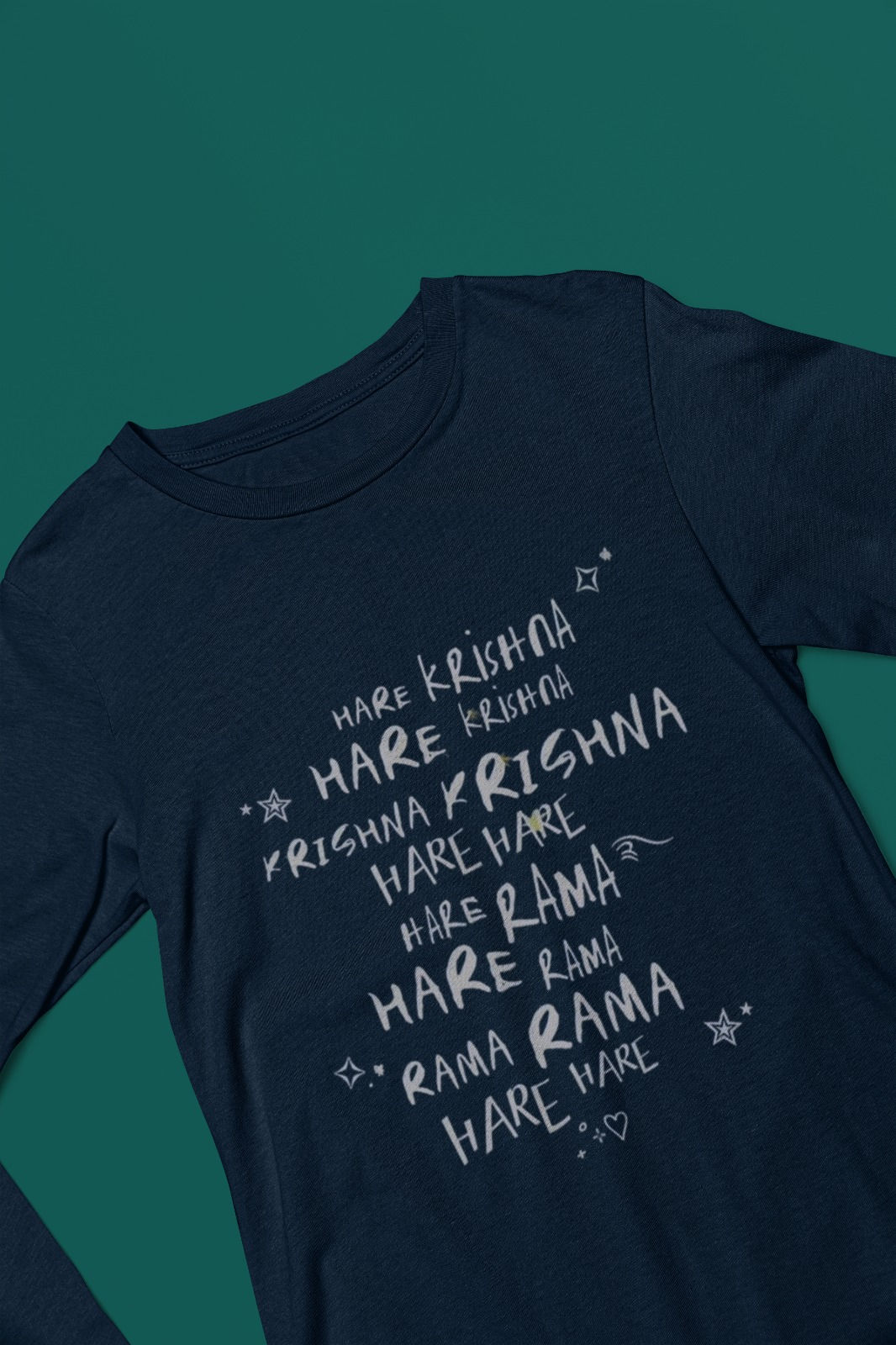 Hare Krishna!! Hare Krishna !! : Full Sleeve T-shirt : Navy Blue