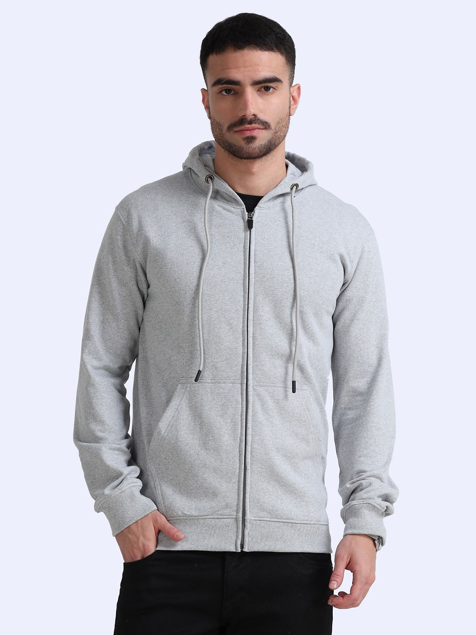 Thumbnail: Zipper Hoodie New Grey Melange