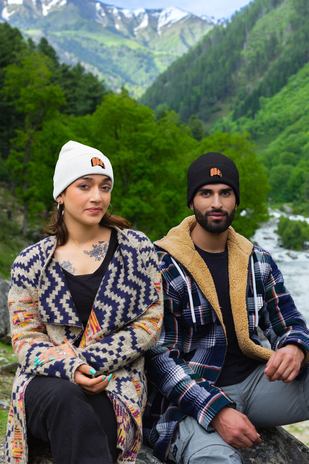 Beanie - White and Black