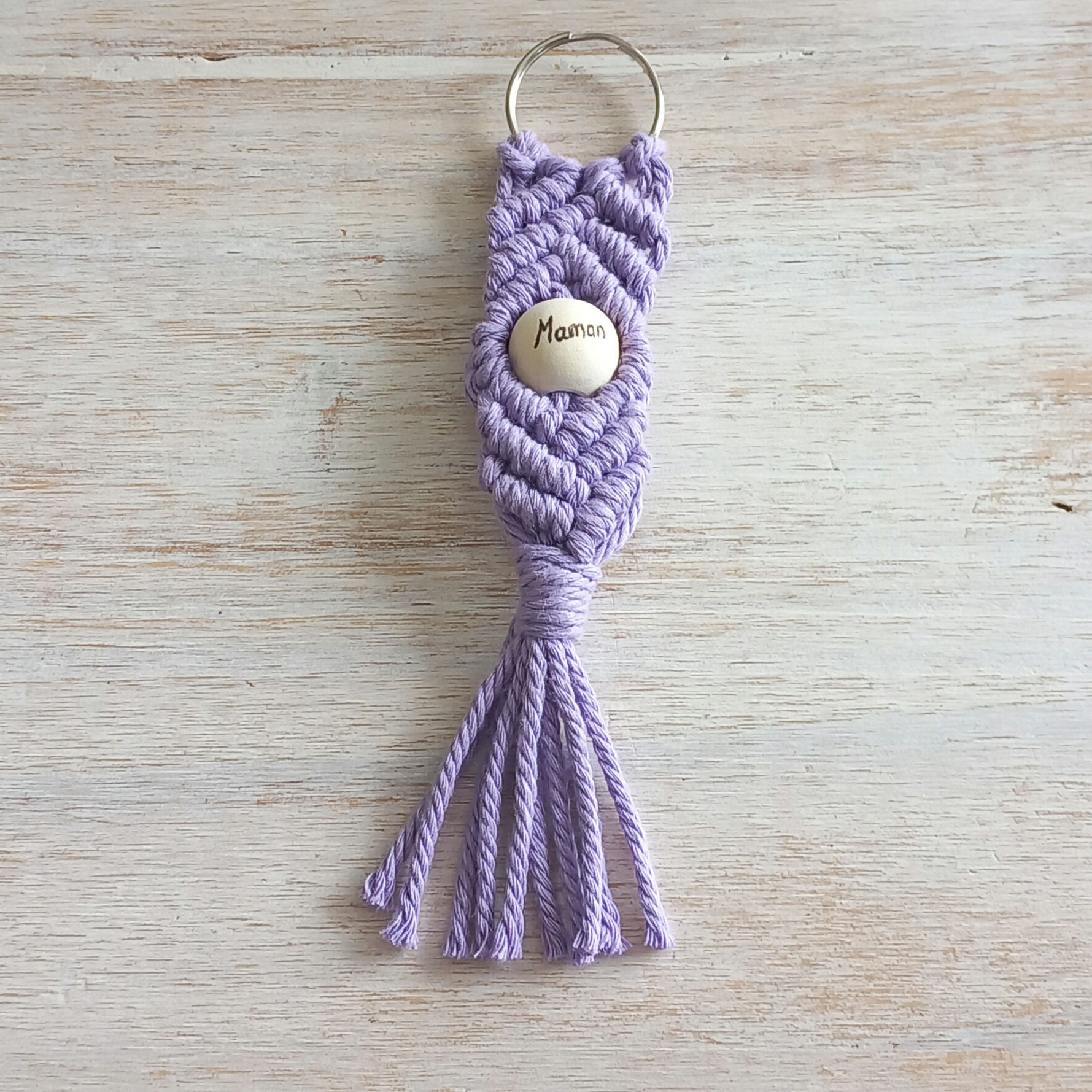 Porte-clé macramé Maman 