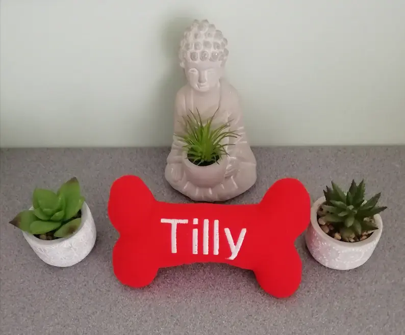 Thumbnail: Personalised squeaky toy bone 