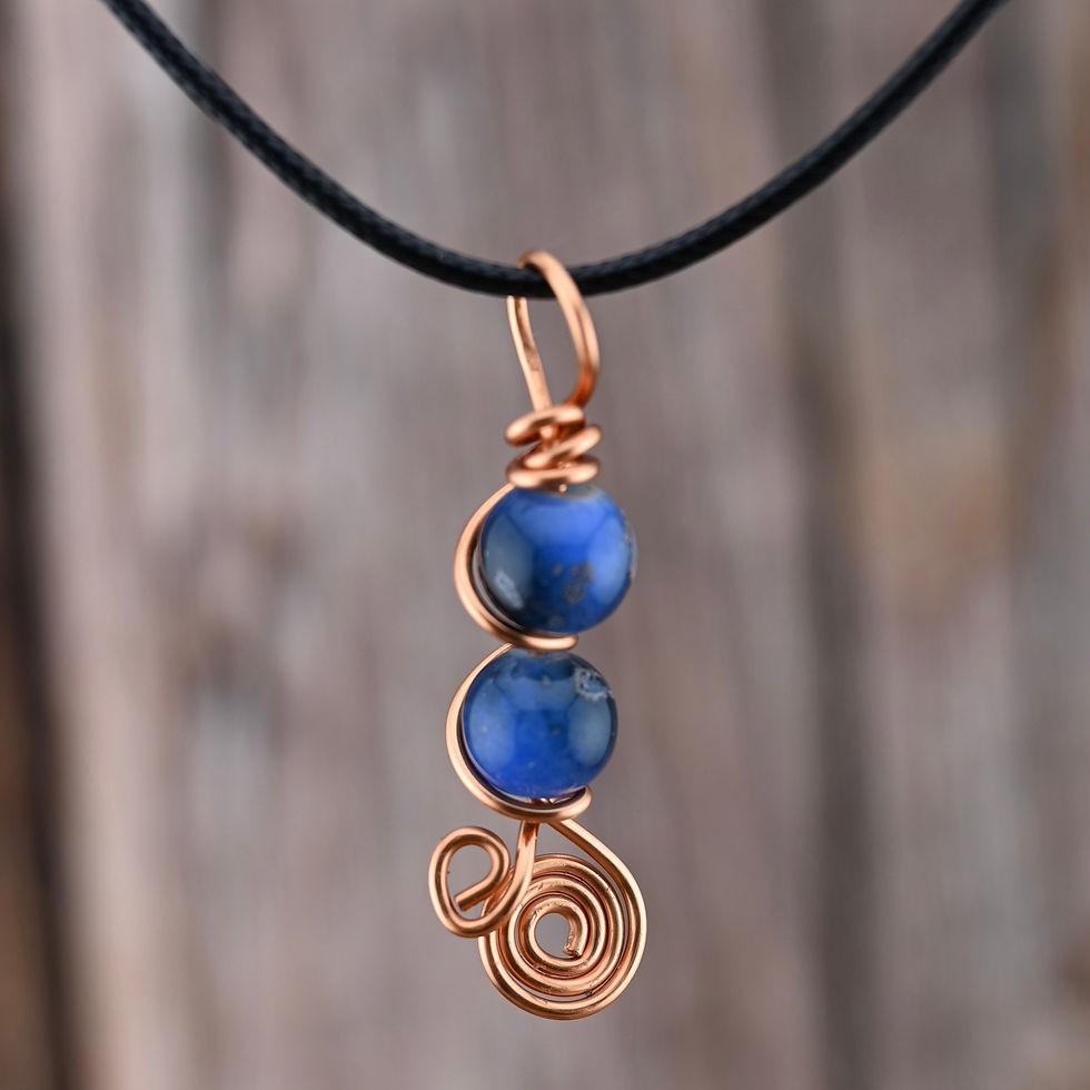 Thumbnail: Copper Wire Wrapped Blue Beads