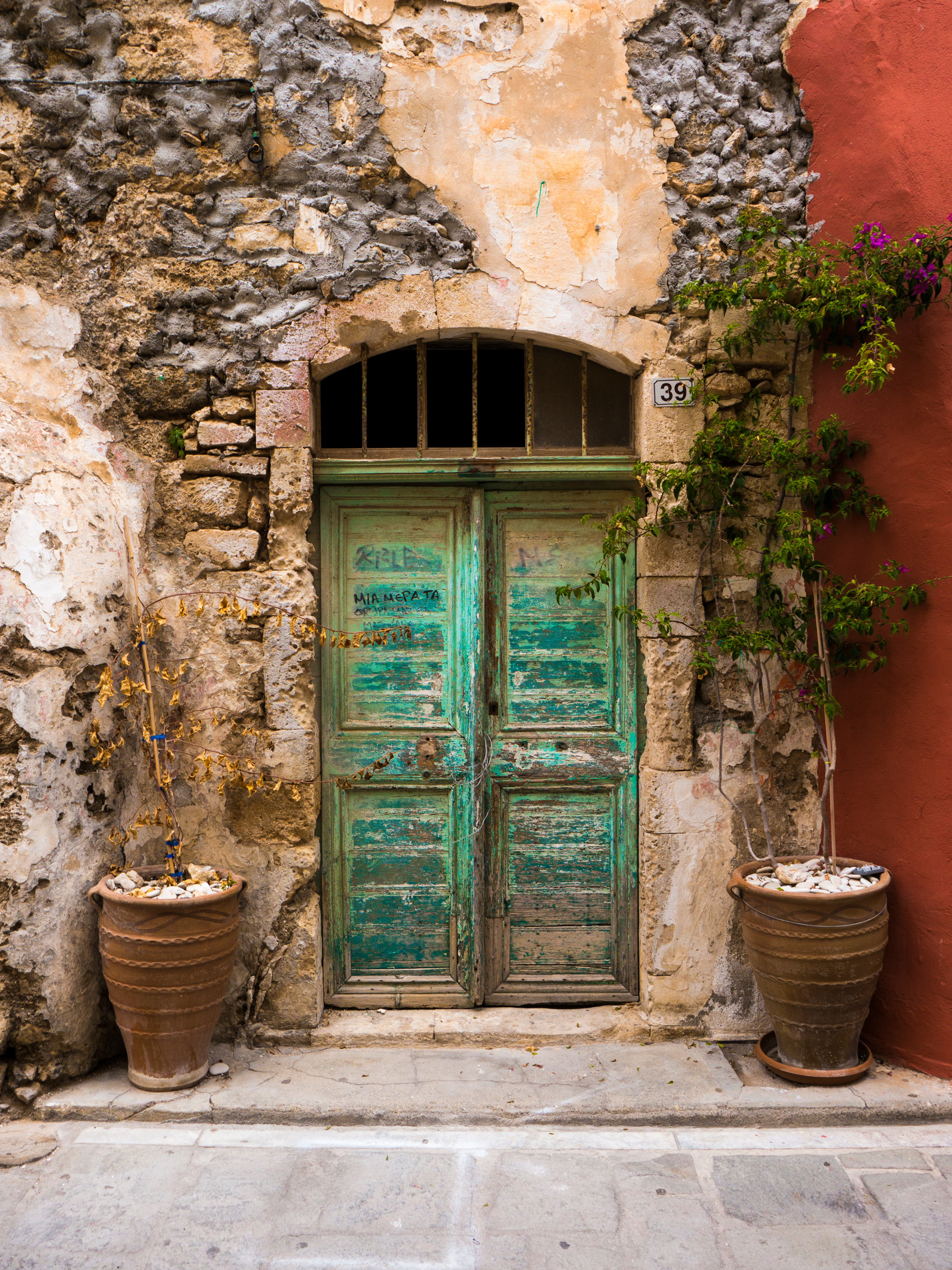 Old Turquoise Door in Crete, Greece