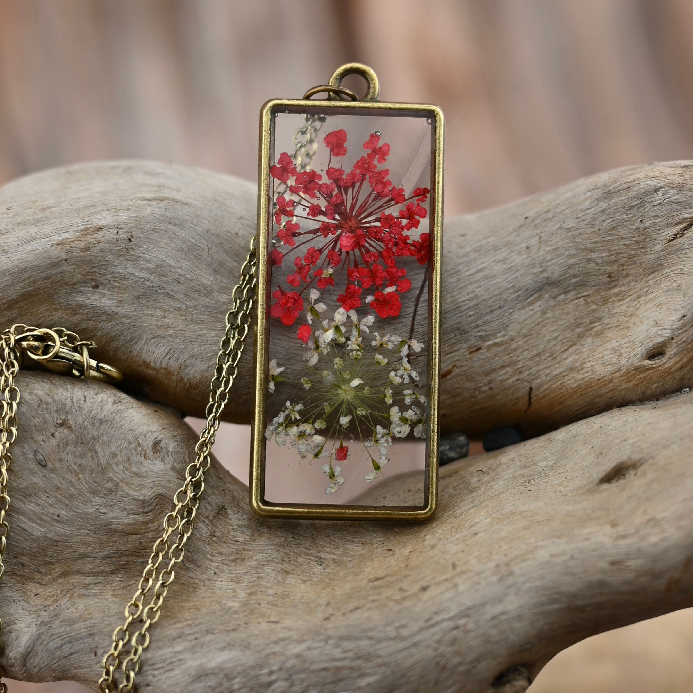 Red and White Flower Necklace