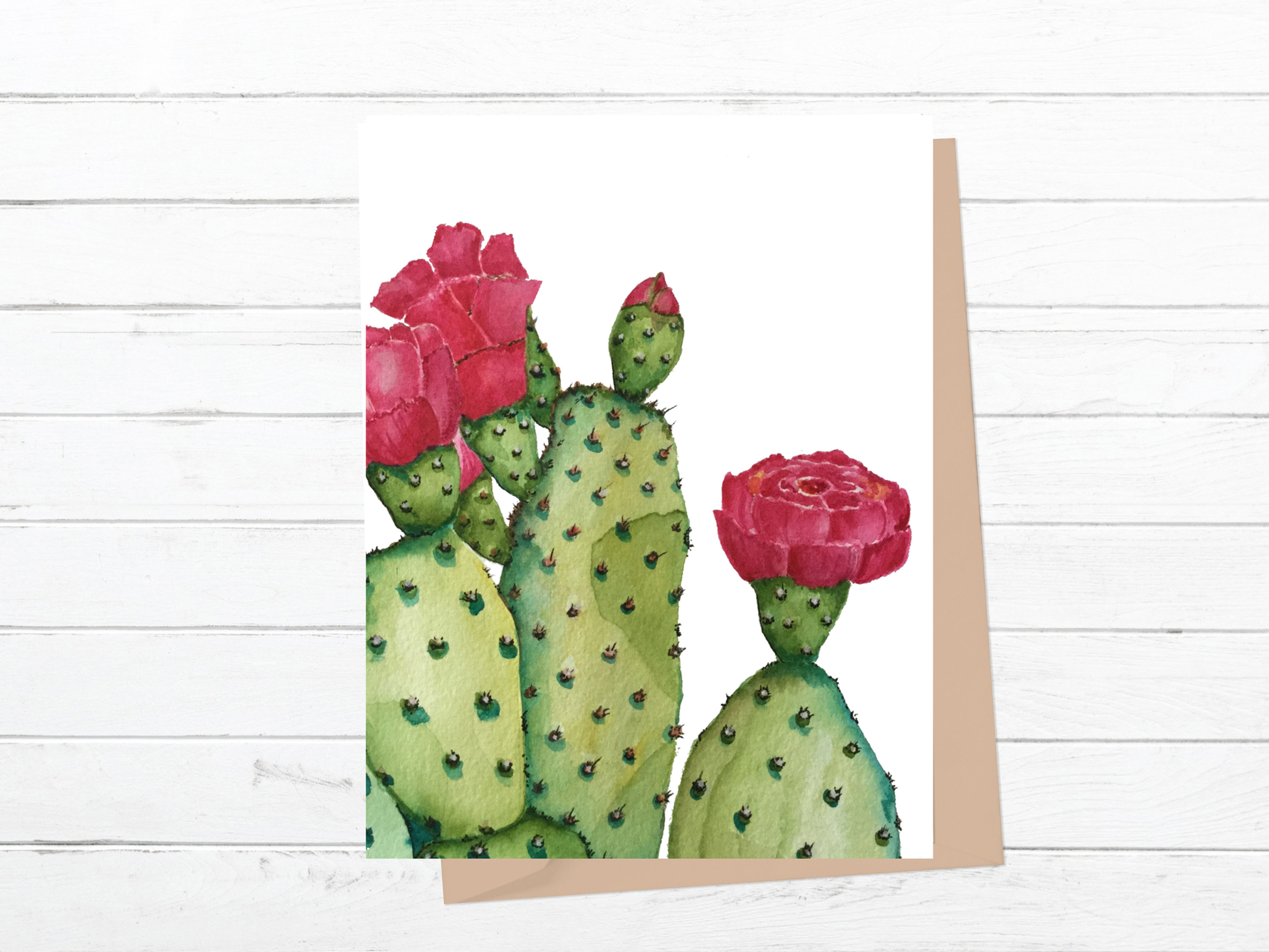 "Cactus Rose" - Blank card with envelope