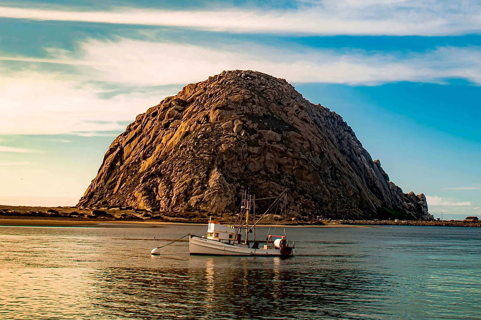Fishing boat moored in the bay below Morro Rock
