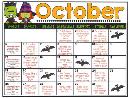 October Calendar - Valrico