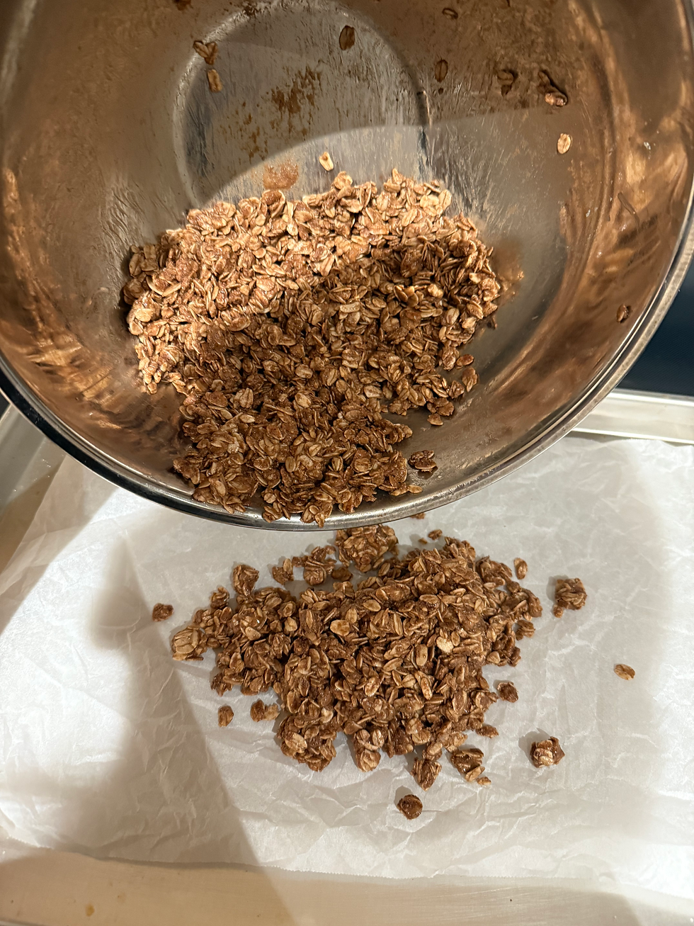 2. Preheat oven to 350° and place mixture on pan.