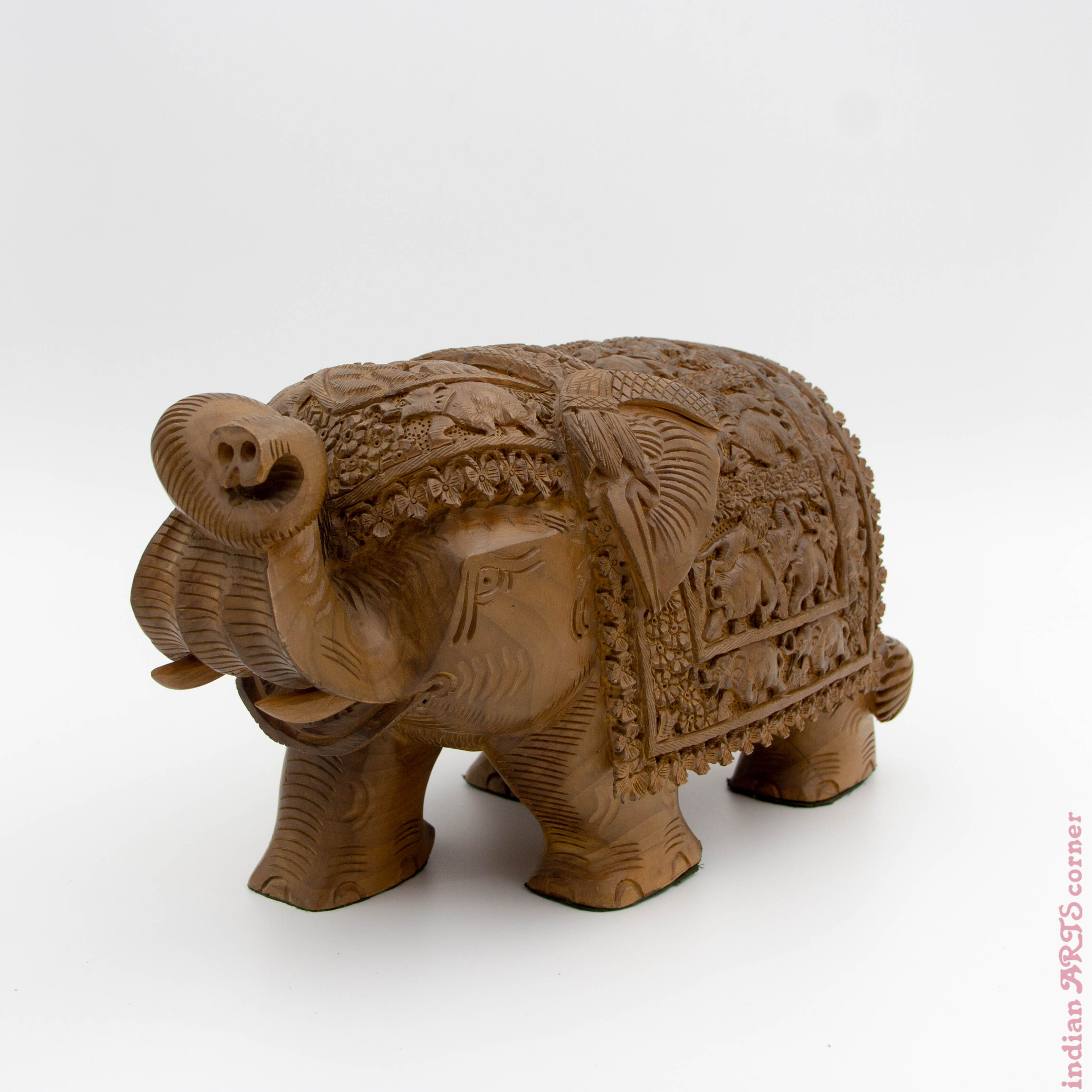 Wooden Elephant Sculpture - Traditional Indian Art - Handcrafted