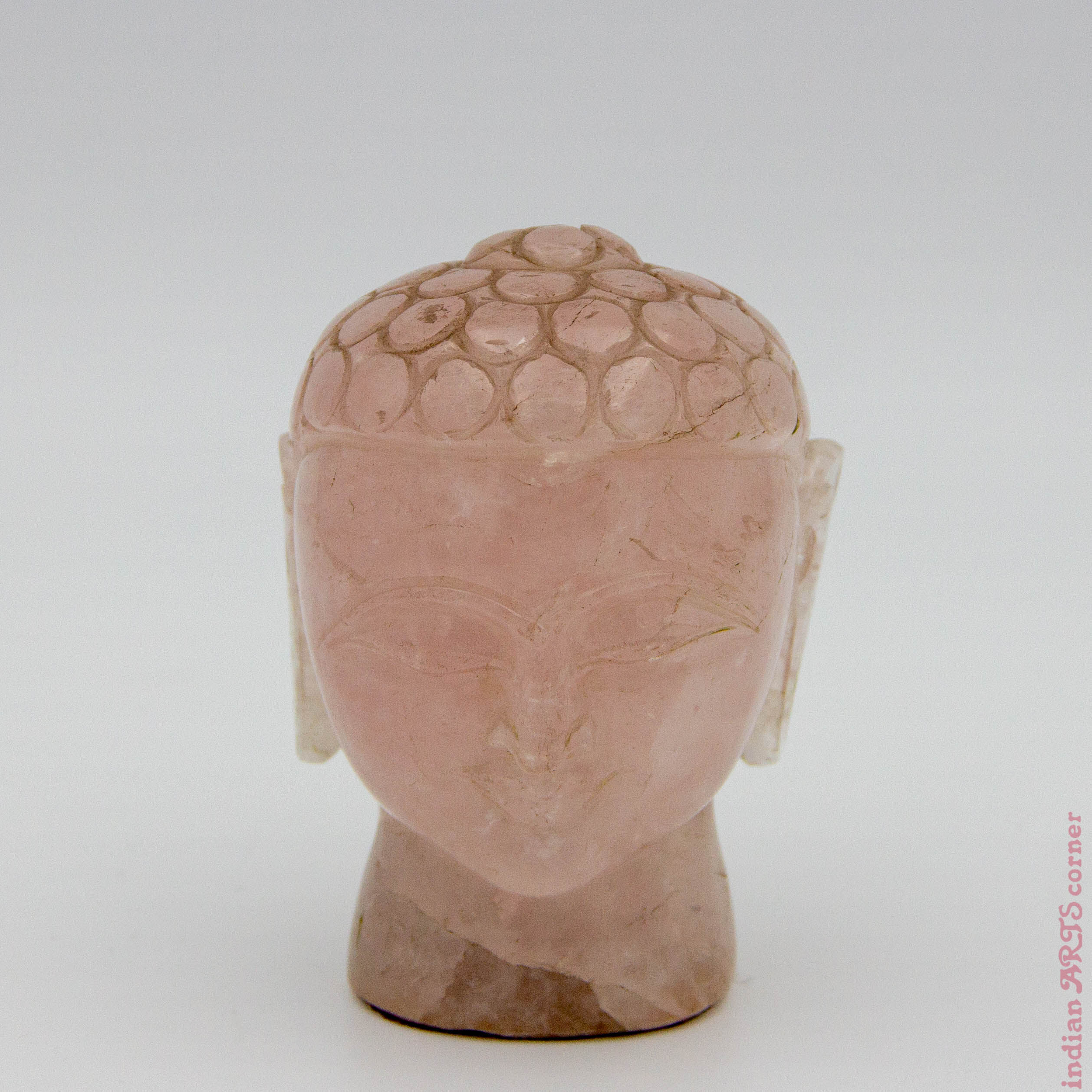 Rose Quartz Buddha Sculpture - Handcrafted Indian Art