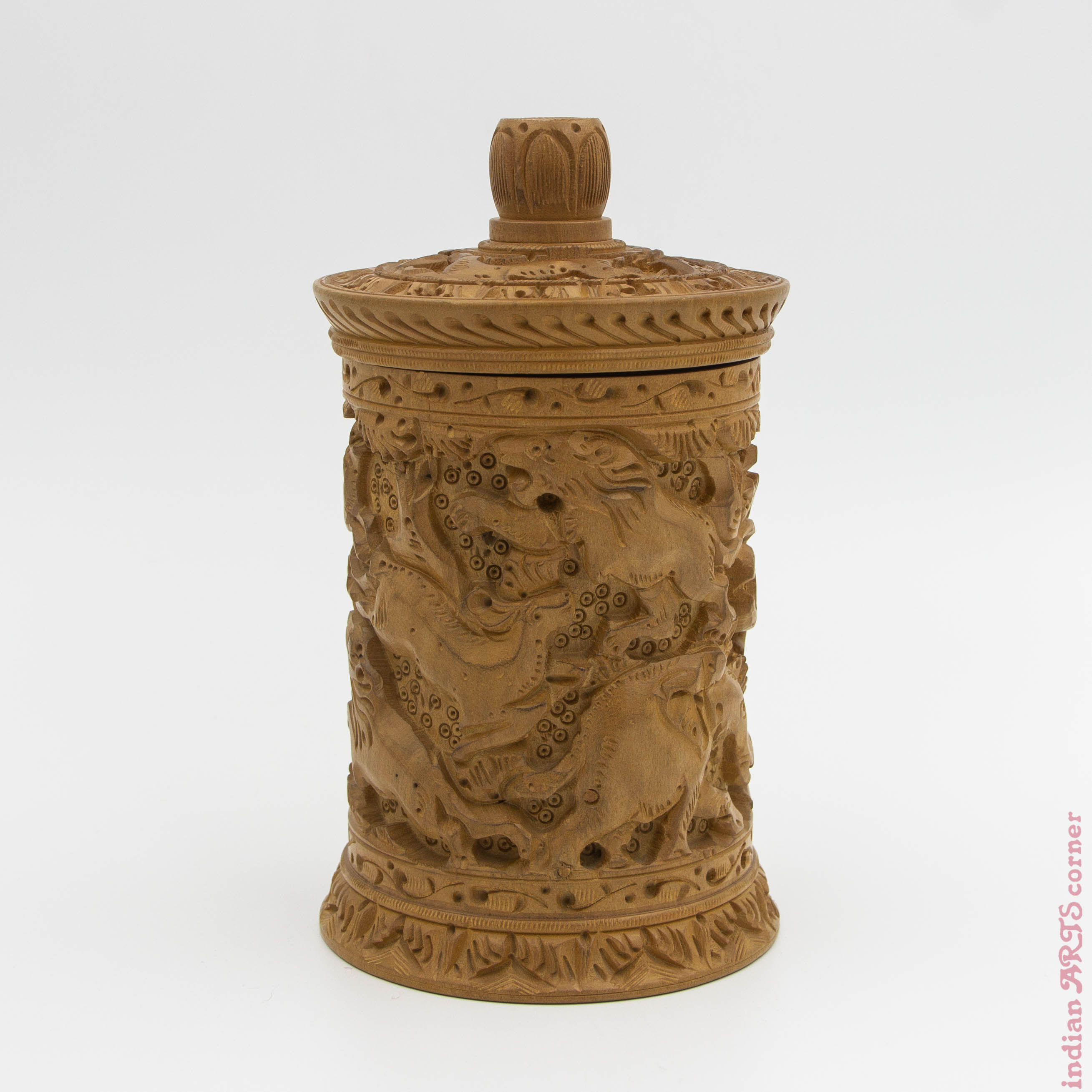 Round Wooden Box (Big) - Traditional Indian Art - Handcrafted
