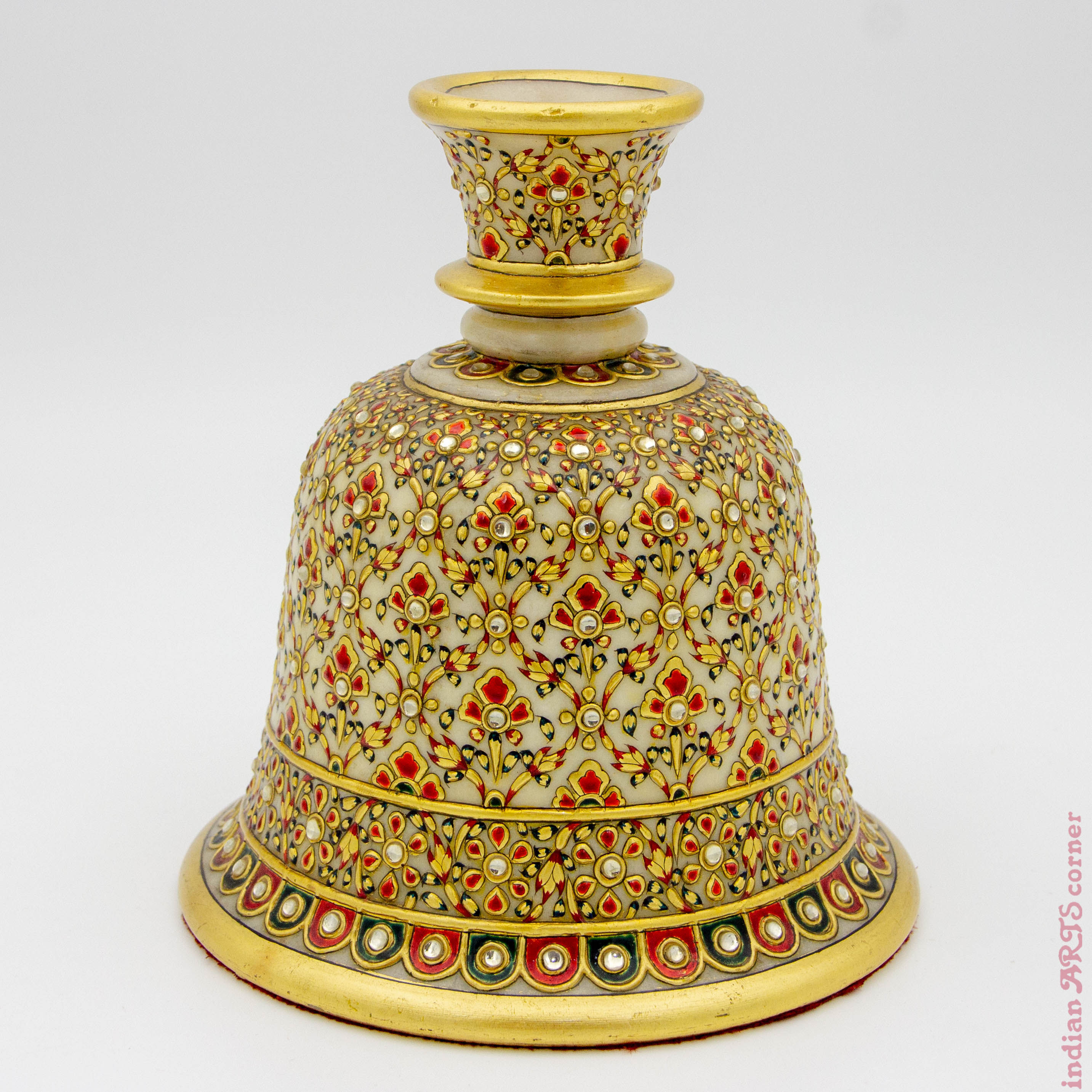 Marble Vase with Gold Overlay Design - Traditional Indian Art - Handcrafted