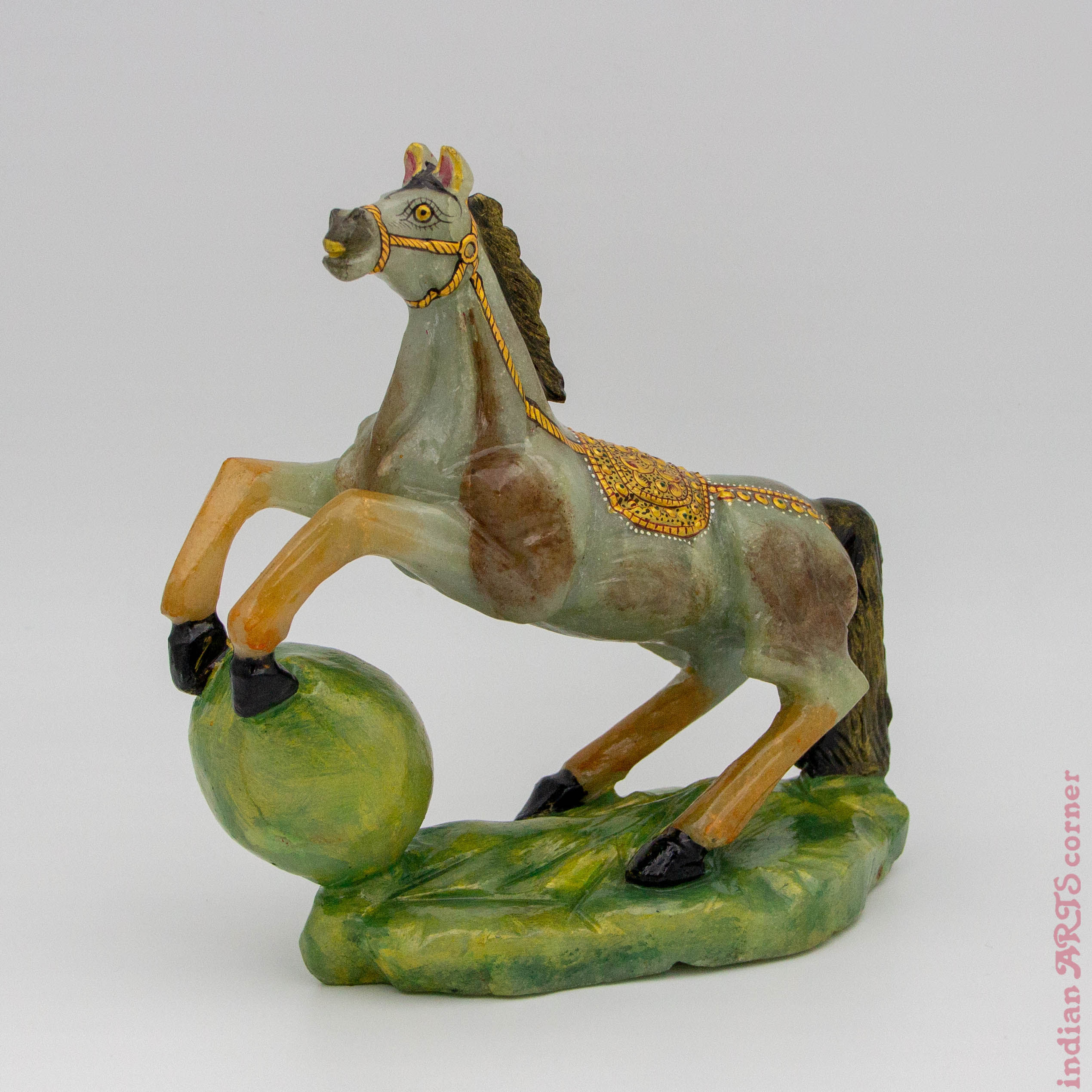 Handcrafted Green Jade Horse Sculpture
