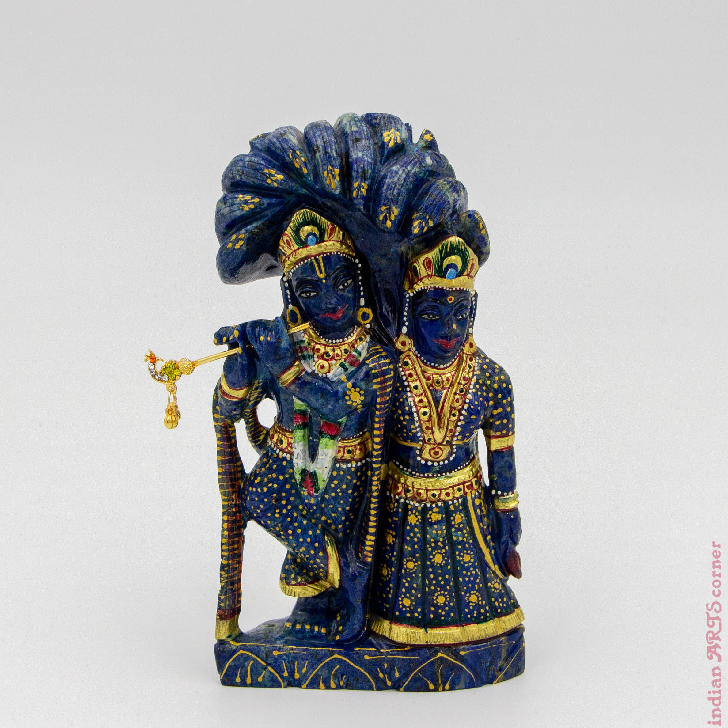 Lapiz Lazuli Radha Krishna Sculpture - Traditionally Handcrafted