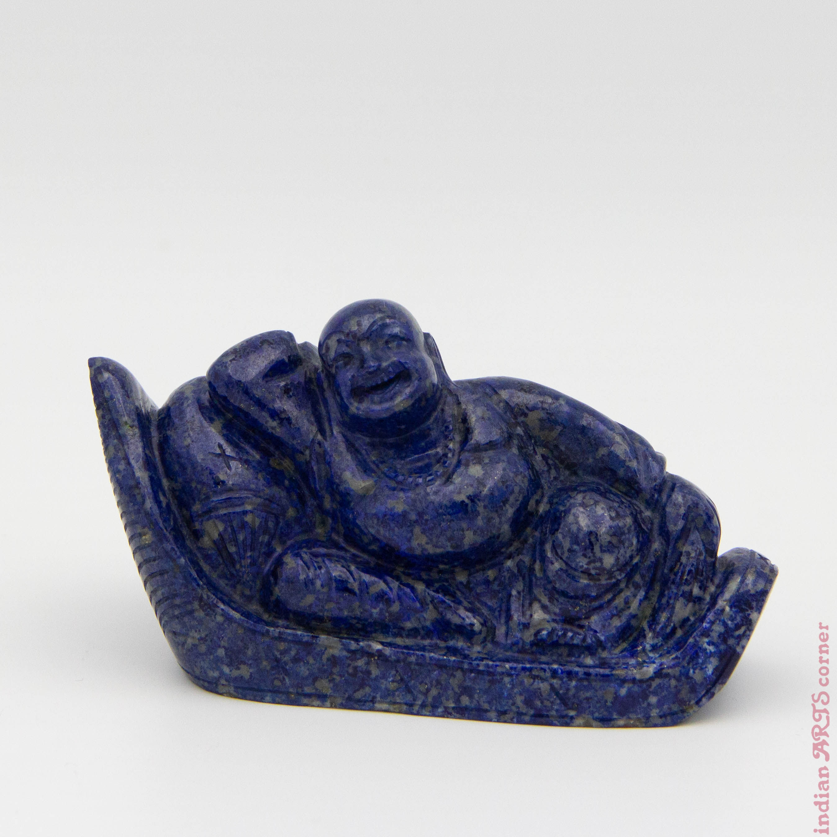 Lapiz Lazuli Laughing Buddha Sculpture - Handcrafted