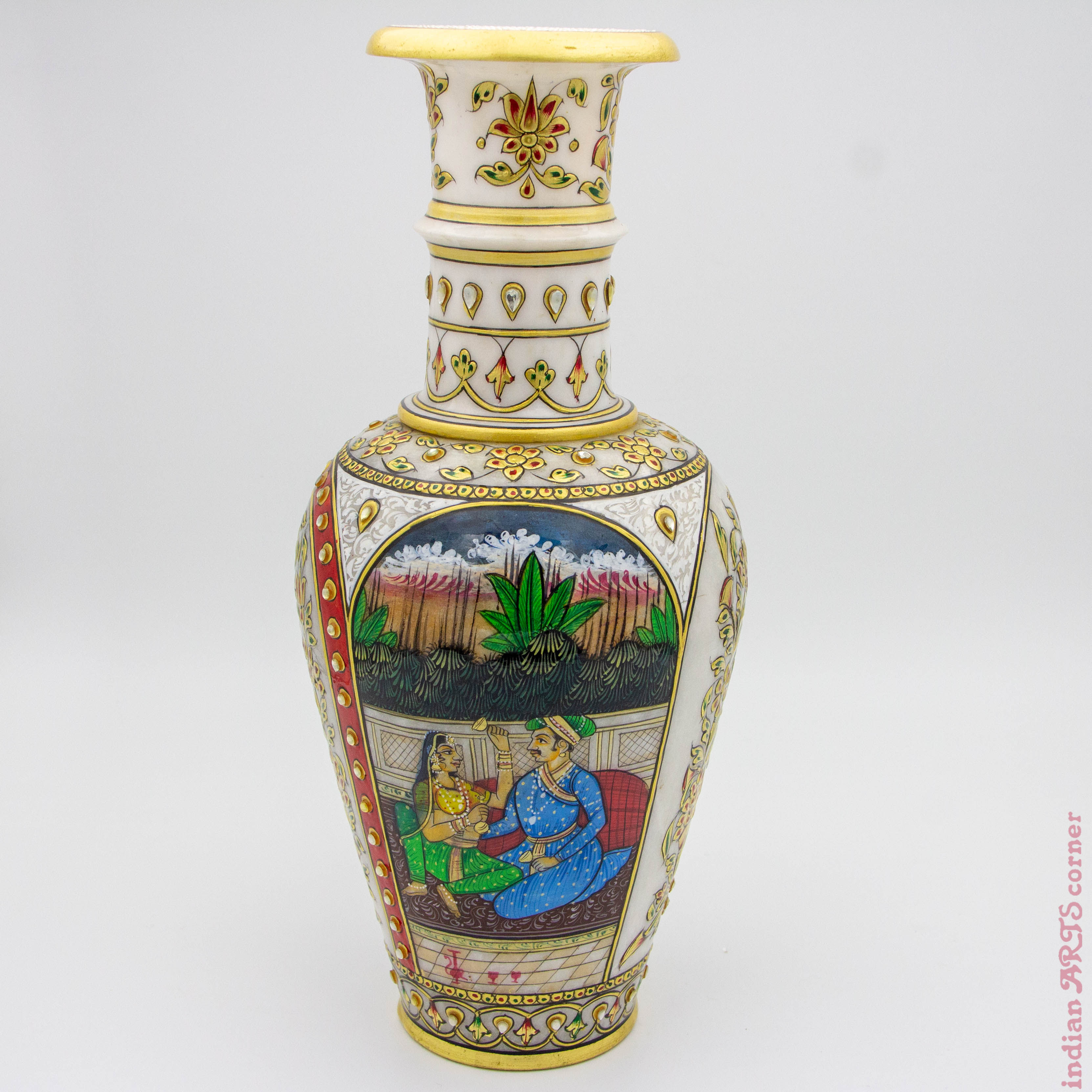 Big Marble Vase with Traditional Mughal Miniature Painting