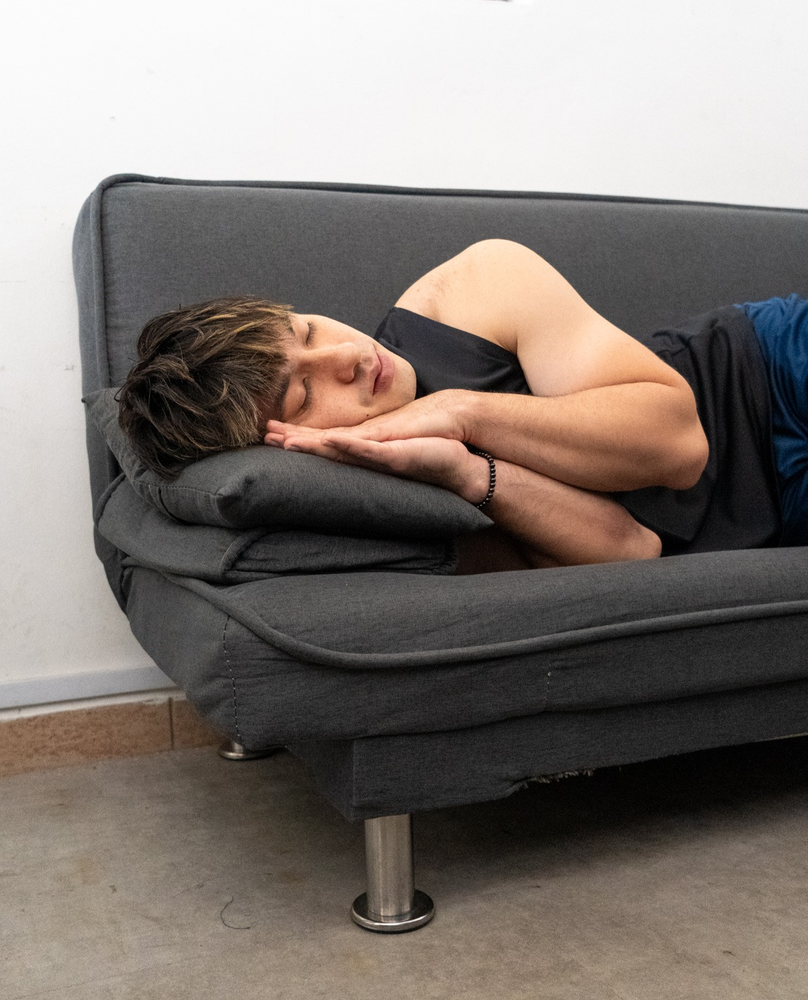 Trainer taking a nap to replenish his energy!