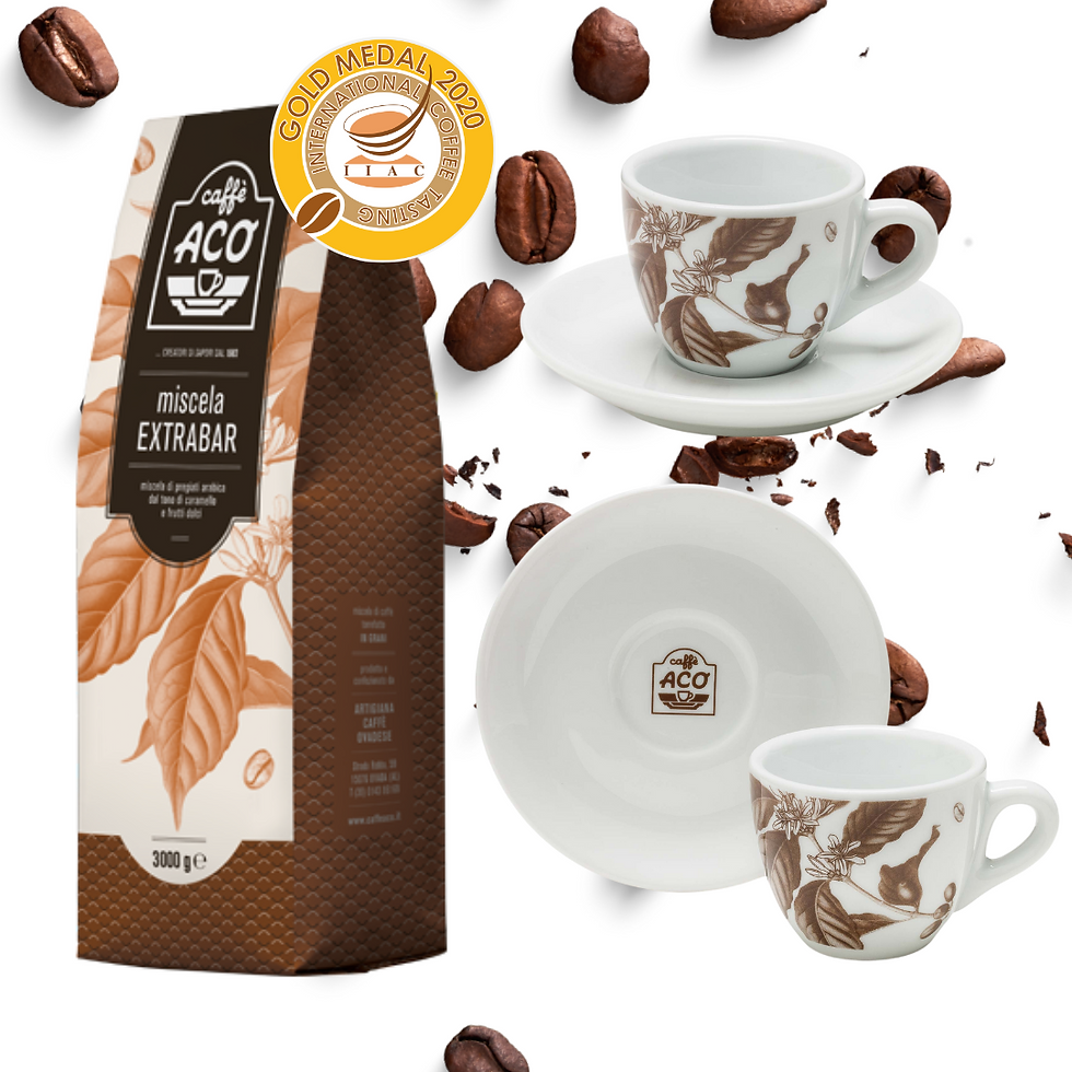 Thumbnail: Confezione regalo - EXTRABAR 1Kg + set 2  tazzine piattino in ceramica