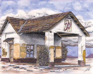 Small gas station ruins